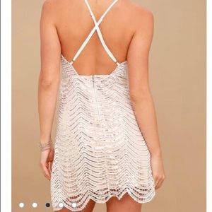 Elle white and silver sequin dress NWT